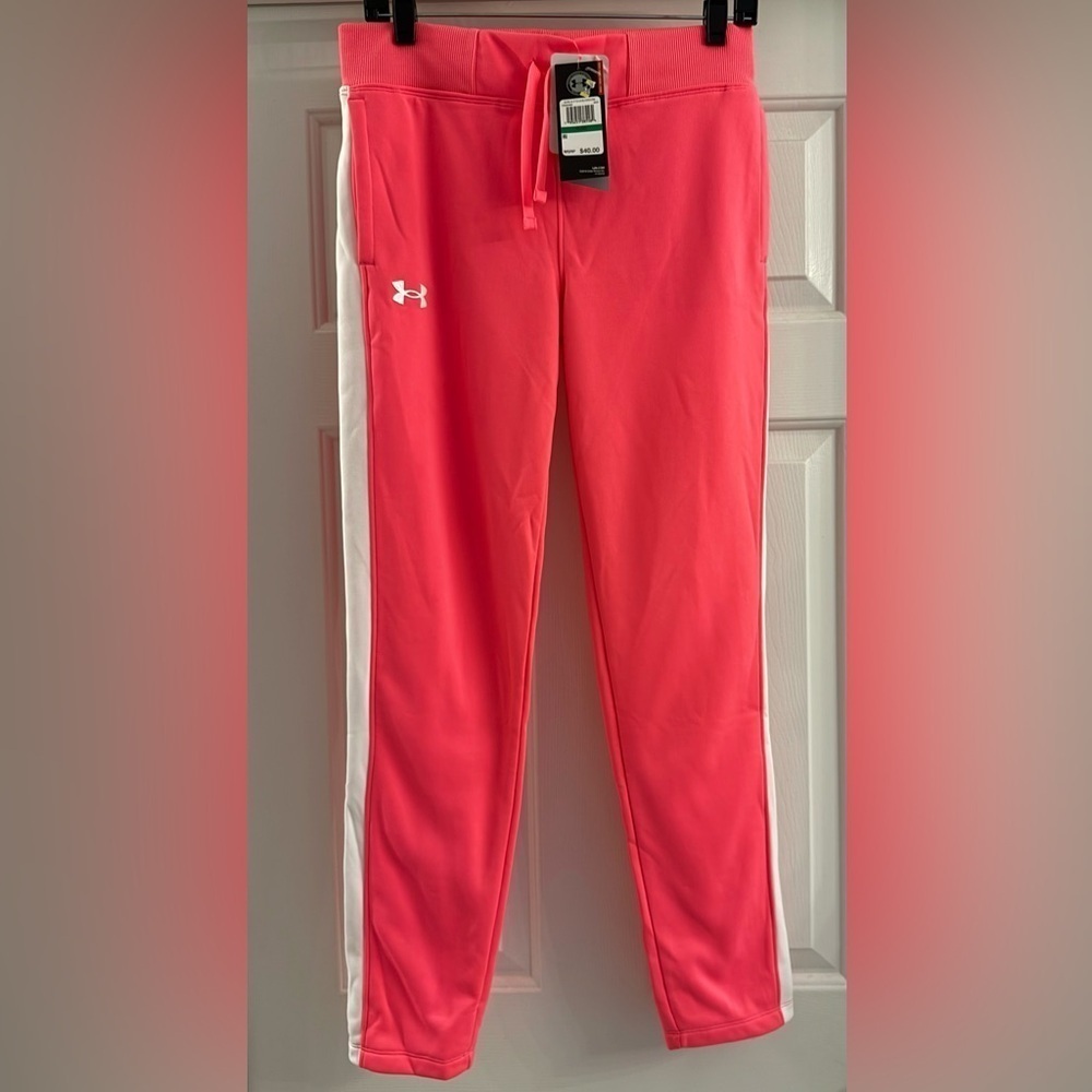 Under Armour Girls Armour Fleece Sweat Pants Pink Size L